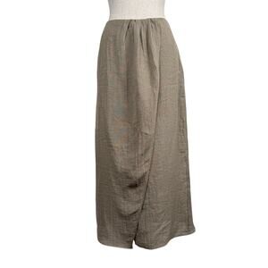 Massimo Dutti Linen Blend Faux Wrap Midi Maxi Skirt Tan Taupe Medium